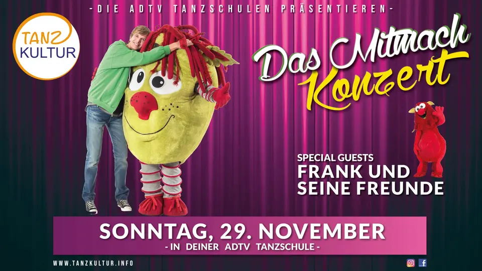 Frank und seine Freunde Morgen, Sonntag, 29. Nov. 16 Uhr – live in unserem Tanzschul-Stream