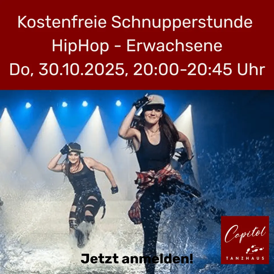 Kostenfreie Probestunde HipHop für Erwachsene – Do, 30.10.