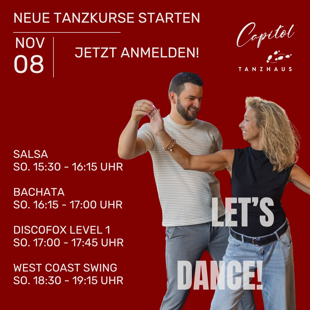 Kursstarts Salsa, Bachata, Discofox und West Coast Swing